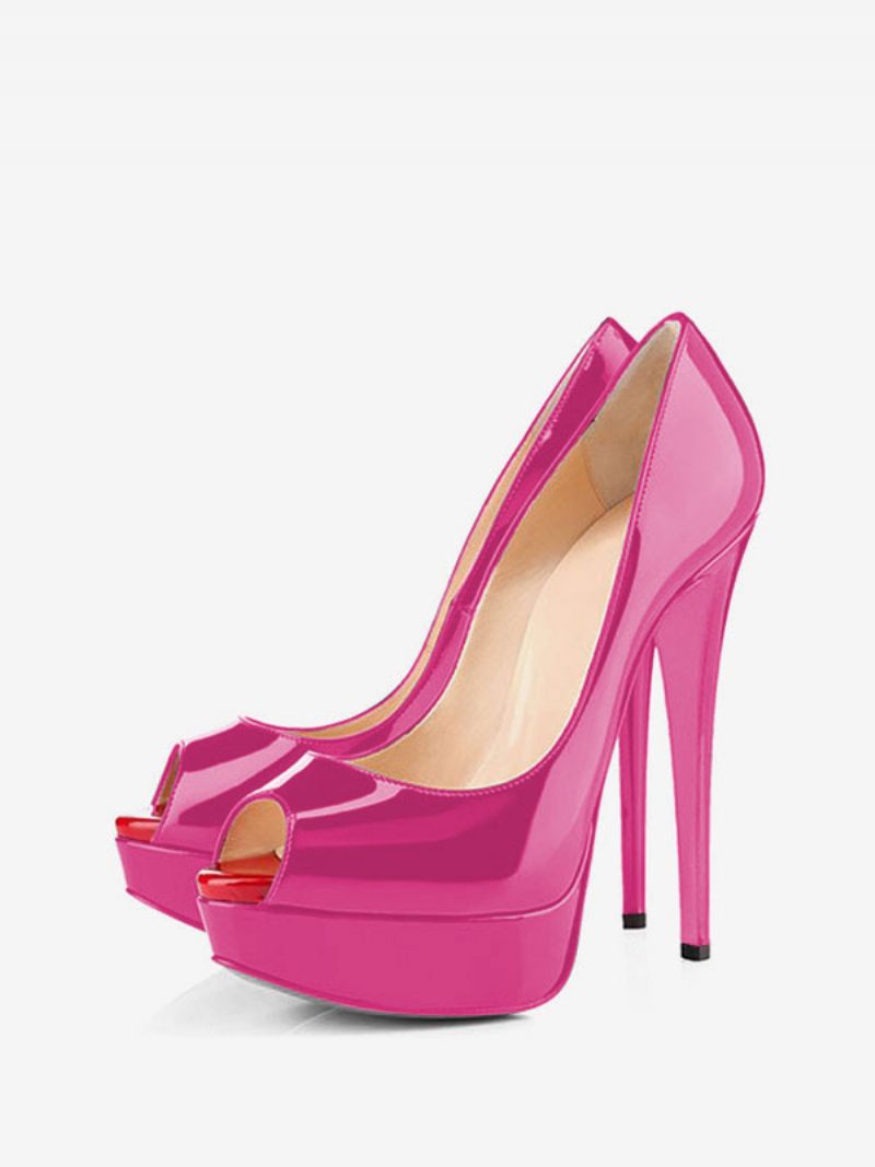 Naisten Musta Peep Toe Heels Platform Stiletto Heel Pumps Seksikäs Kengät - Ruusu