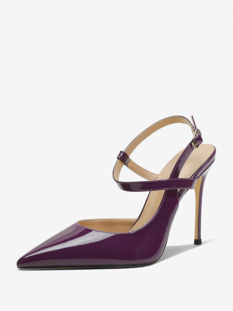 Naisten Mustakorkoiset Teräväkärkiset Slingback-korkokengät - Purppura