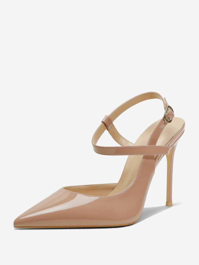 Naisten Mustakorkoiset Teräväkärkiset Slingback-korkokengät - Flesh