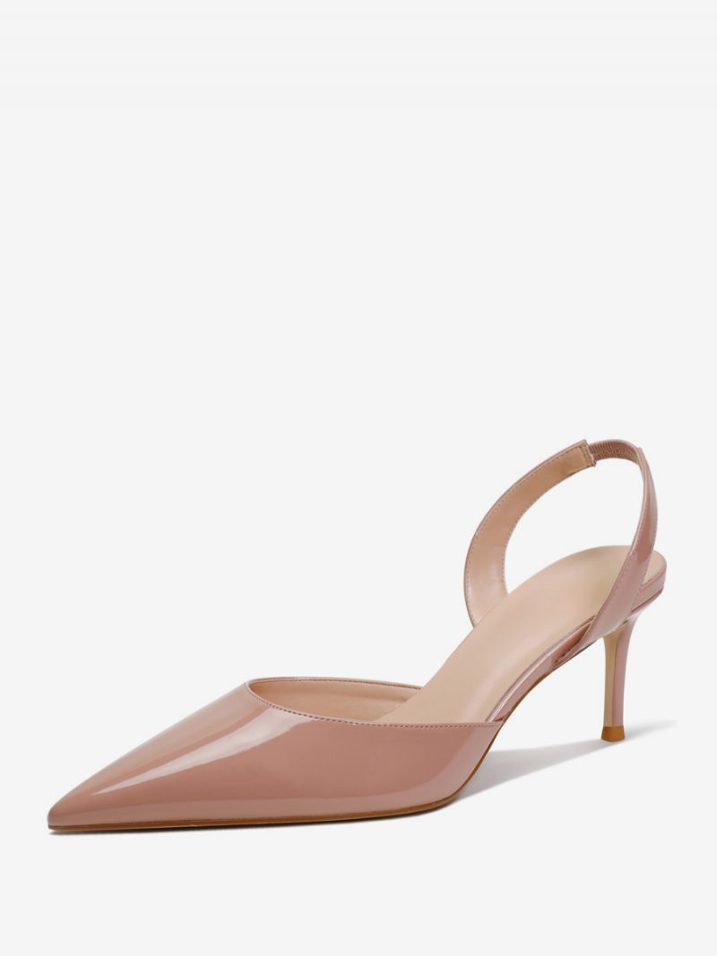 Naisten Mustakorkoiset Teräväkärkiset Stiletto Heel Slingback -pumput - Liha