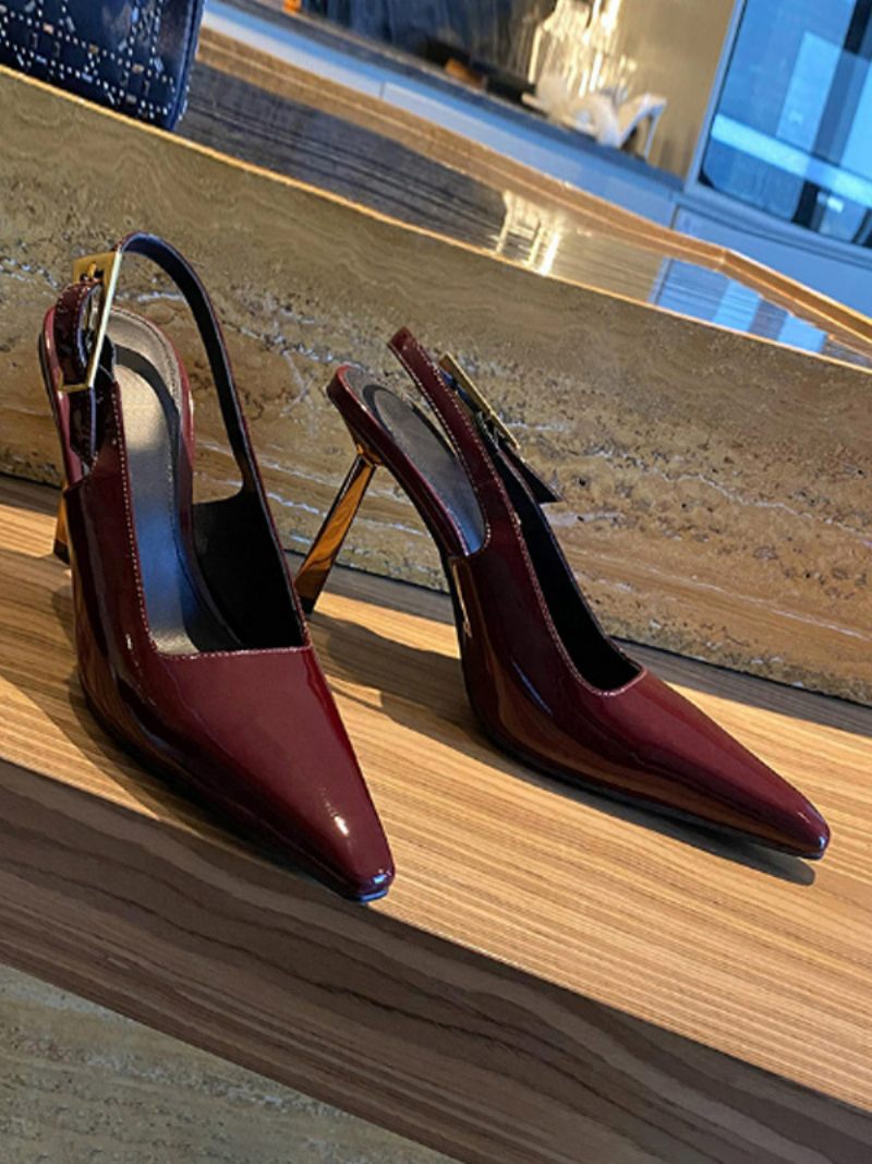 Naisten Mustat Korkokengät Teräväkärkiset Slingback-korkokengät - Burgundy