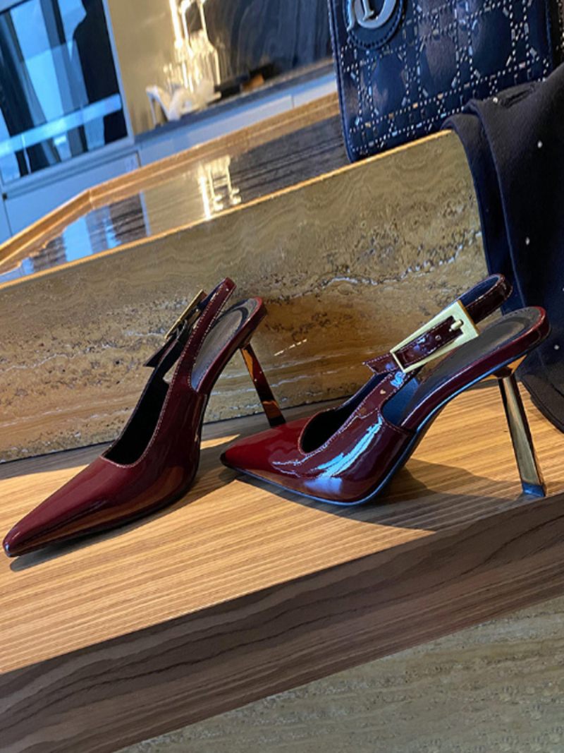 Naisten Mustat Korkokengät Teräväkärkiset Slingback-korkokengät - Burgundy