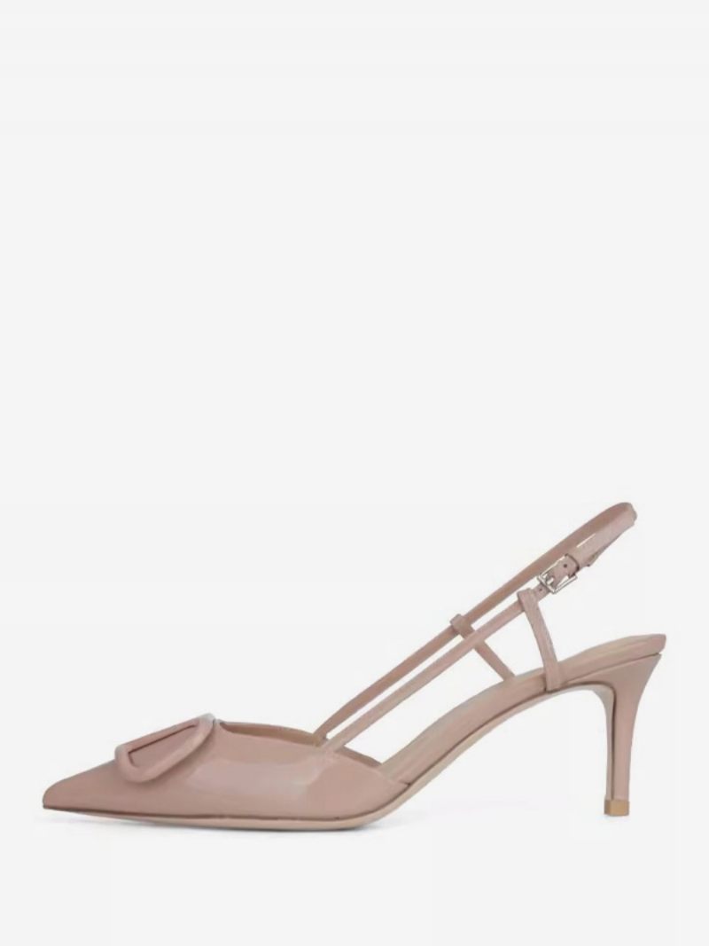 Naisten Nude Slingback Heels Teräväkärkinen Mid Heel Pumps