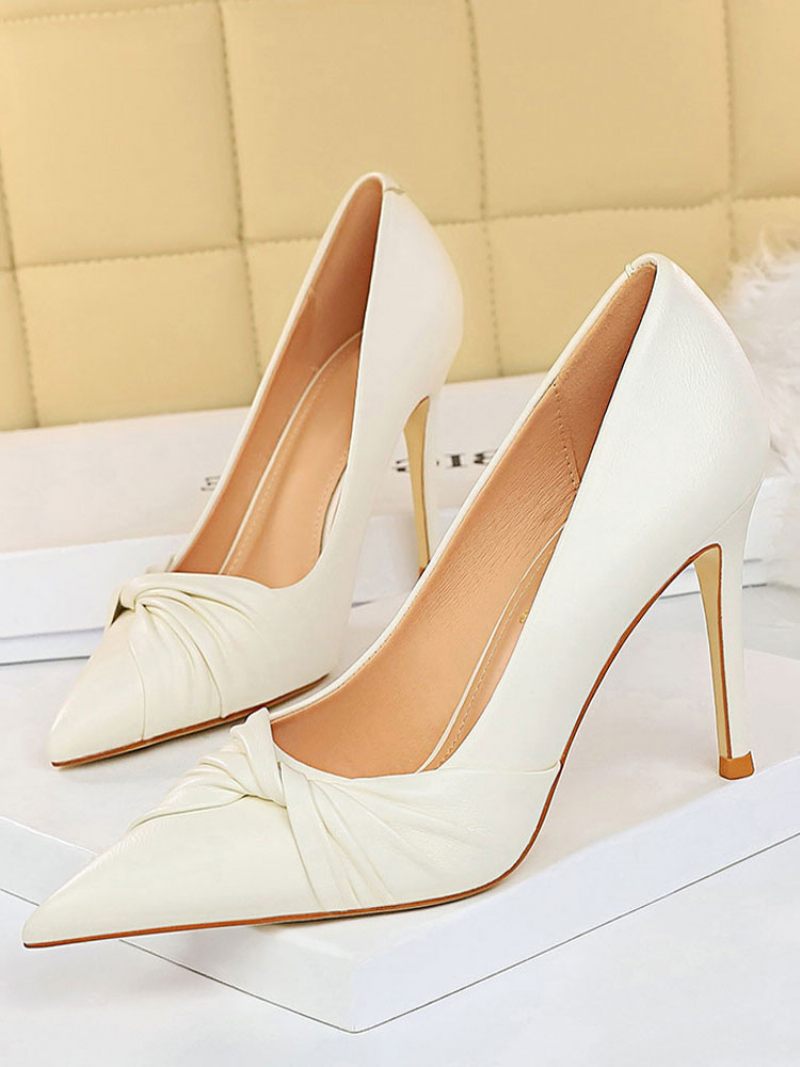 Naisten Pumps Teräväkärkinen Stiletto Heel Chic Apricot Summer Heels - Valkoinen