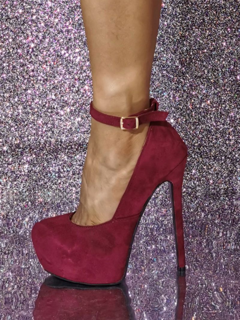 Naisten Seksikkäät Korkokengät Stiletto Heel Micro Suede -päällinen - Burgundia