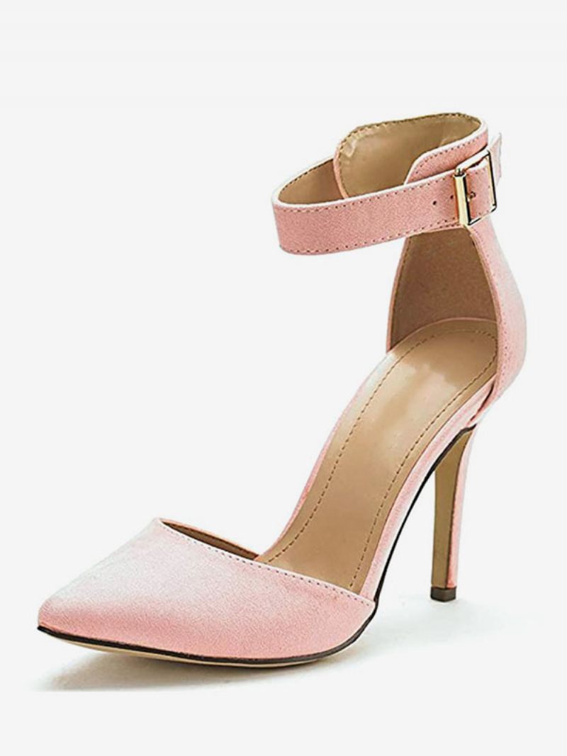 Naisten Sininen Nilkkahihna Kantapää Dorsay Teräväkärkinen Stiletto Heel Pumps - Pink