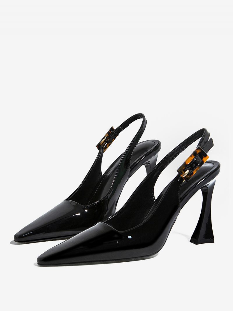 Naisten Slingback Heels Napit Erikoismuotoinen Heel Musta Mekkokengät