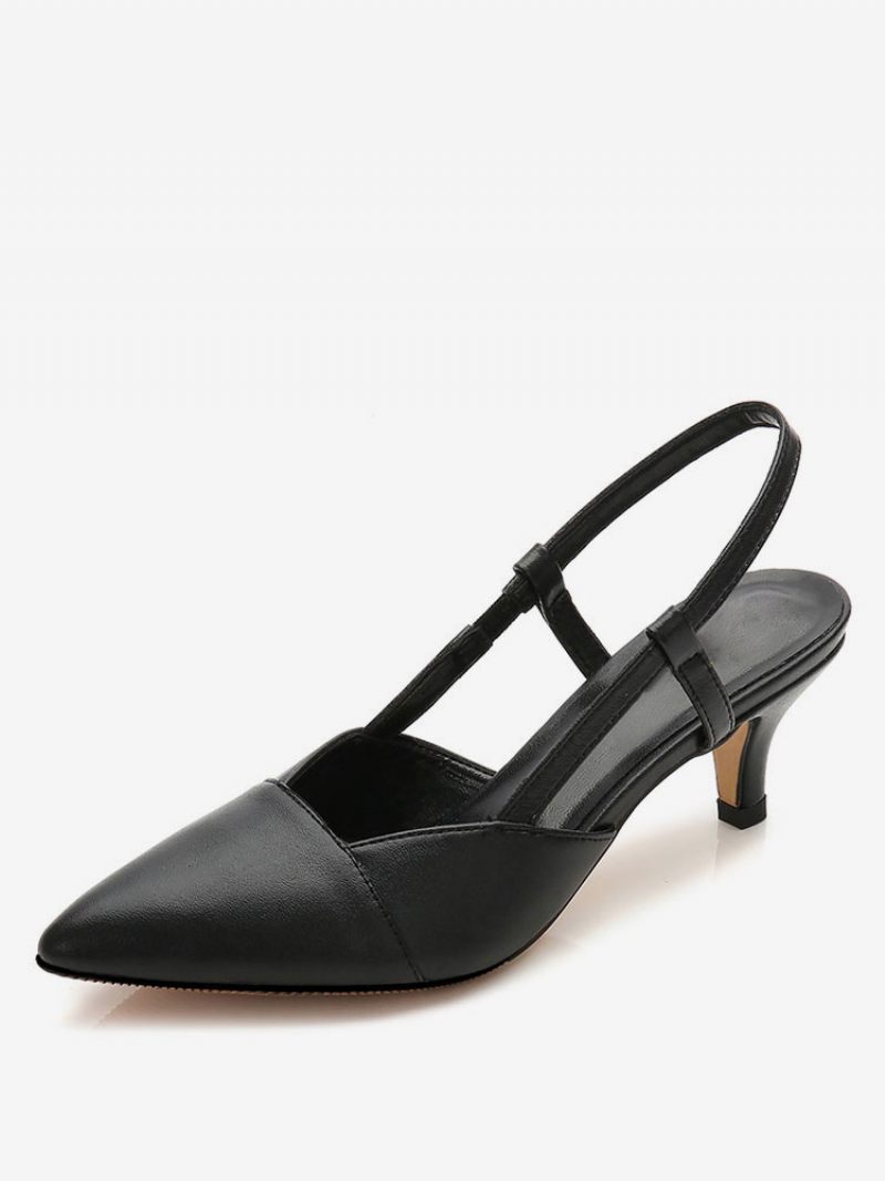 Naisten Slingback Kitten Prom Kantapääpumput Aprikoosina - Musta