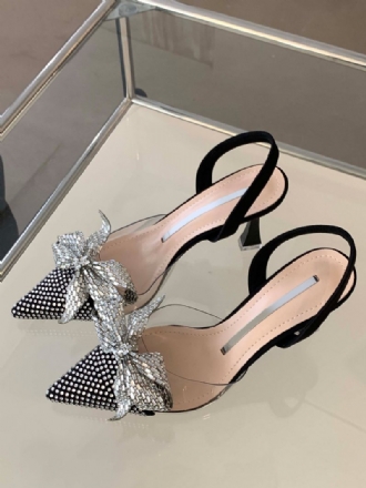 Naisten Stiletto Heel Slingback Heels Mustat Pu-nahkapumput