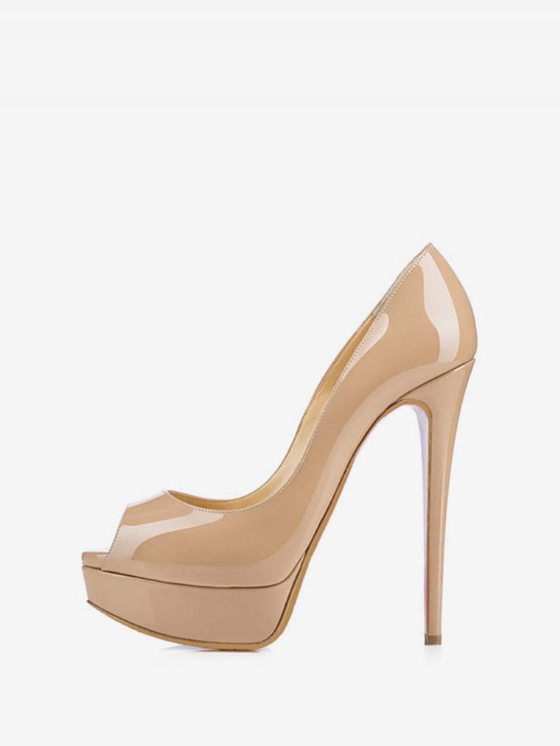 Naisten Taso Peep Toe Heels Patenttinahkainen Stiletto Heel Sexy Party Pumps - Keltainen / Punainen