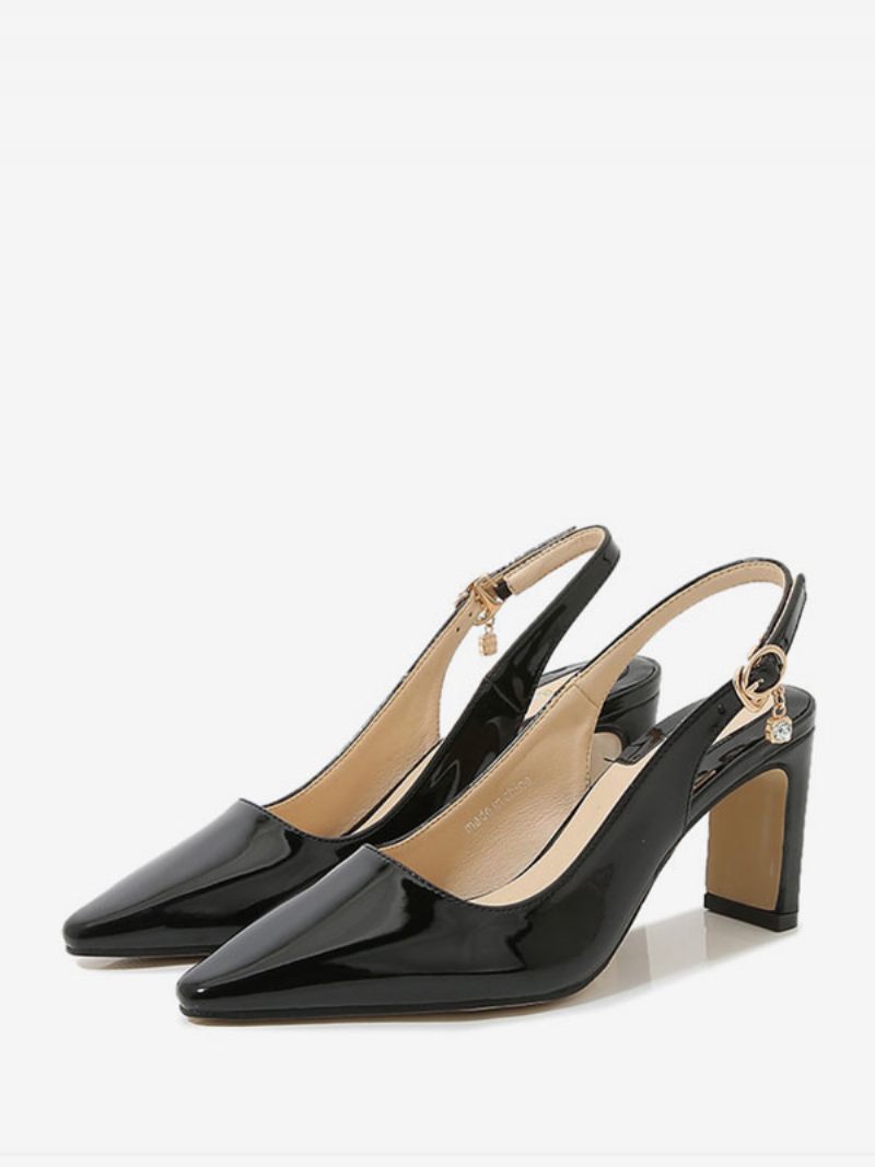 Naisten Vintage-kengät Valkoinen Teräväkärkinen Slingbacks Pumps - Musta