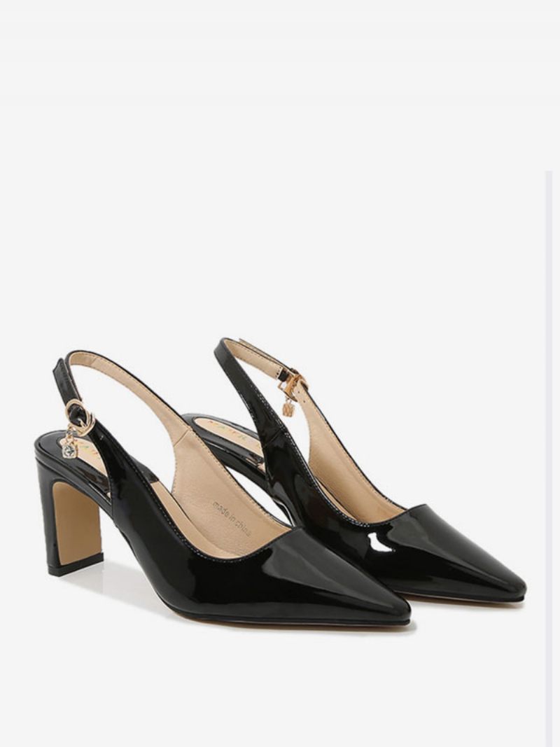 Naisten Vintage-kengät Valkoinen Teräväkärkinen Slingbacks Pumps - Musta