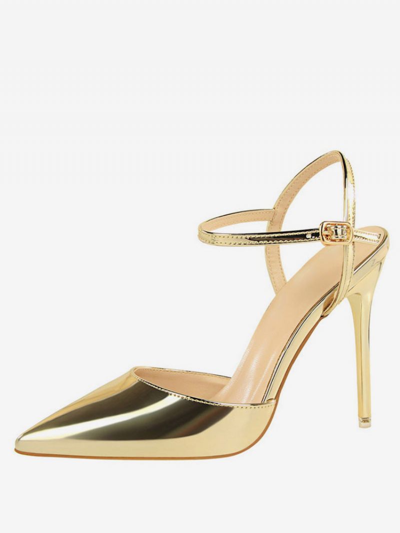 Nude-korkokengät Teräväkärkiset Slingback-pumput Naisille - Kulta