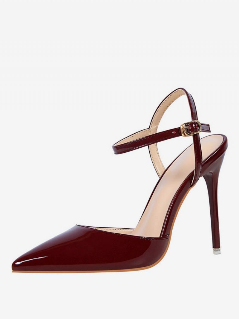 Nude-korkokengät Teräväkärkiset Slingback-pumput Naisille - Burgundy