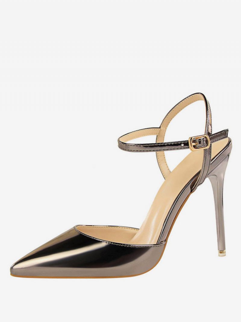 Nude-korkokengät Teräväkärkiset Slingback-pumput Naisille - Metalli