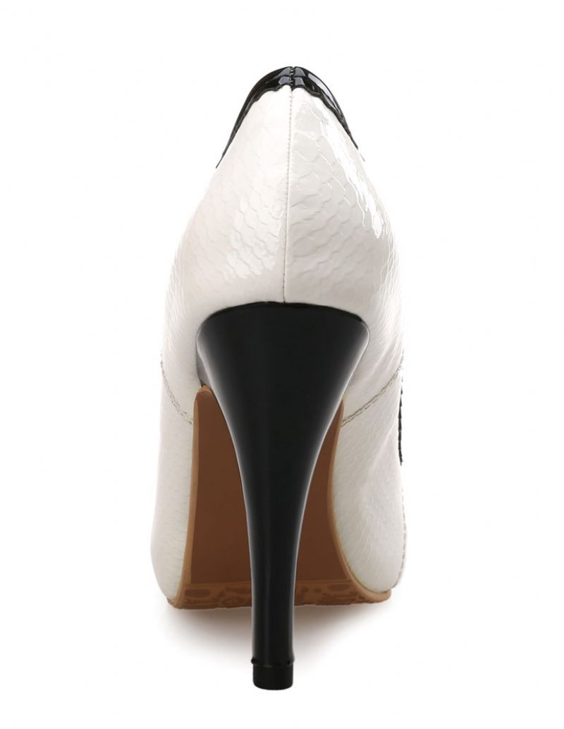 White Platform Peep Toe Heels Stiletto Heel Pumps Rusetilla Naisille - Valkoinen