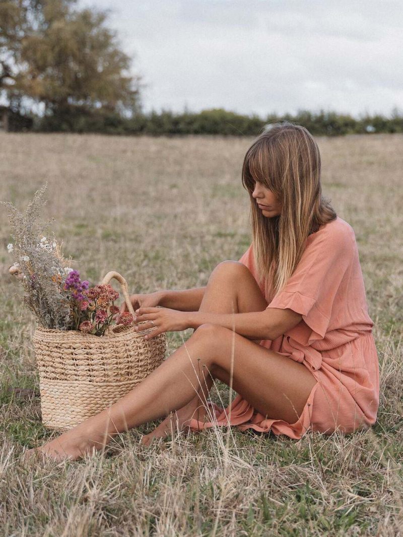 Naisten Boho-mekko Puolihihaiset Vyöllä Varustetut Kesämekot - Pink