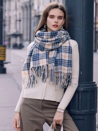 Pörröinen Scarf Plaid Tupsu Elegant Daily Casual Huivit