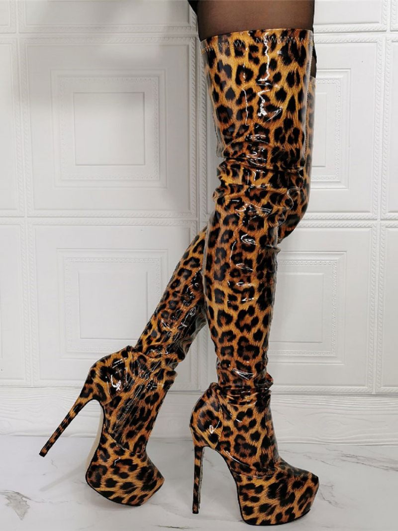 Naisten Animal Print Platform -korkokengät - Leopardi