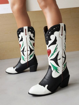 Naisten Cowboy-saappaat Puppy Heel Mid Calf -saappaat Naisille