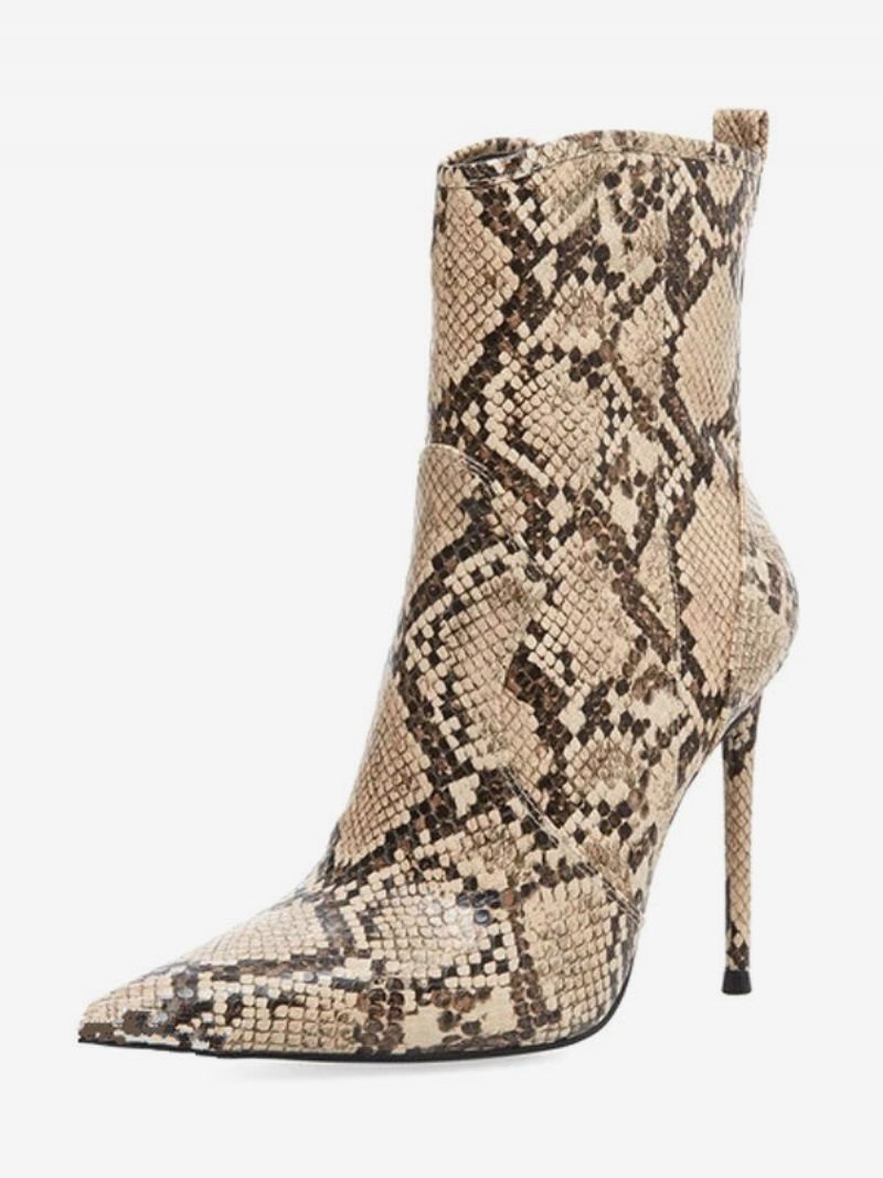 Naisten Nilkkurit Nahkainen Python Print Teräväkärkinen Stiletto Heel Korkokengät