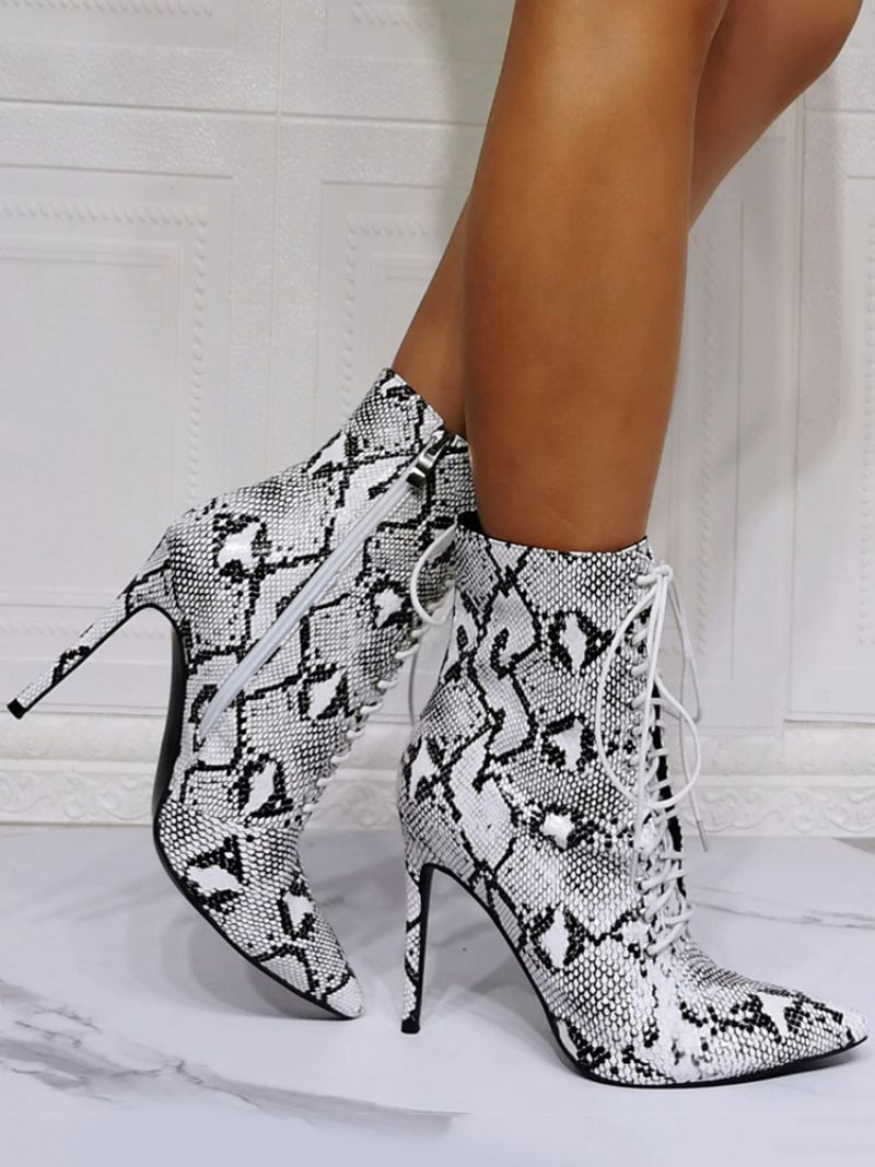 Naisten Python-nauhanilkkurit Stiletto Heel Grey - Python