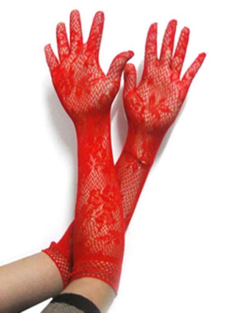 Carnival Maid Gloves Red Lace Short Sexy Costume Accessories