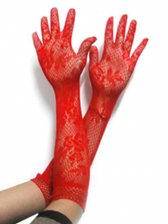 Carnival Maid Gloves Red Lace Short Sexy Costume Accessories