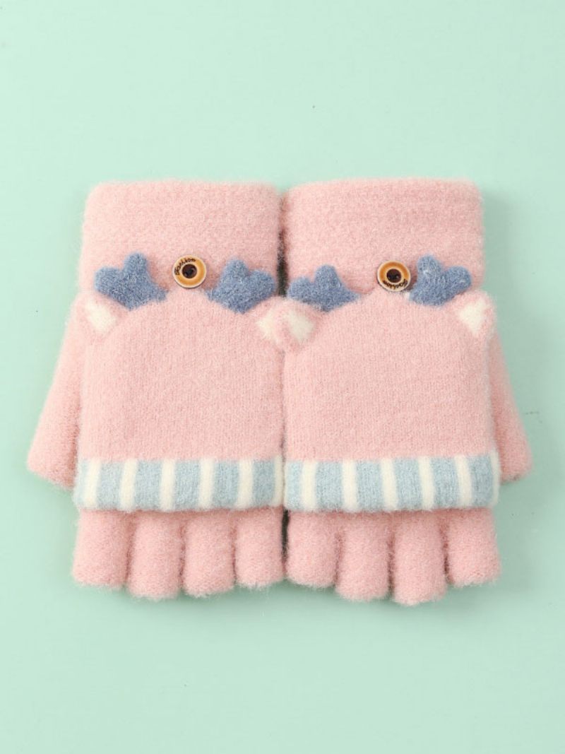 Naisten Käsineet Joulukuvio Fingerless Holiday Gift Home Wear Talvi Lämmin Söpö Acc - Pink