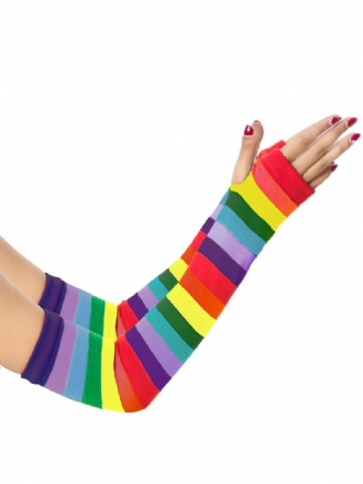 Naisten Käsineet Rainbow Stripes Pattern Puuvilla Halloween Pitkät Hanskat