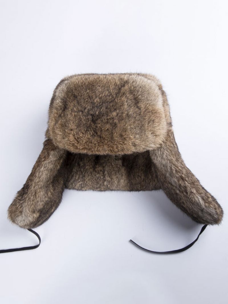 Lippikset Miehille Modernit Tekoturkiset Talven Lämpimät Hatut Venäläinen Ushanka Hat - Khaki