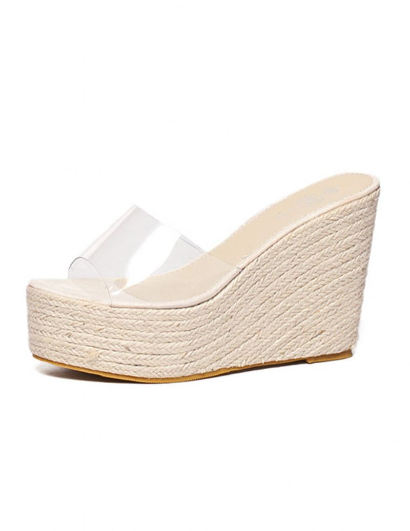 Naisten Apricot Wedge Sandaalit Kirkkaat Peep Toe Mule Espadrille Wedges