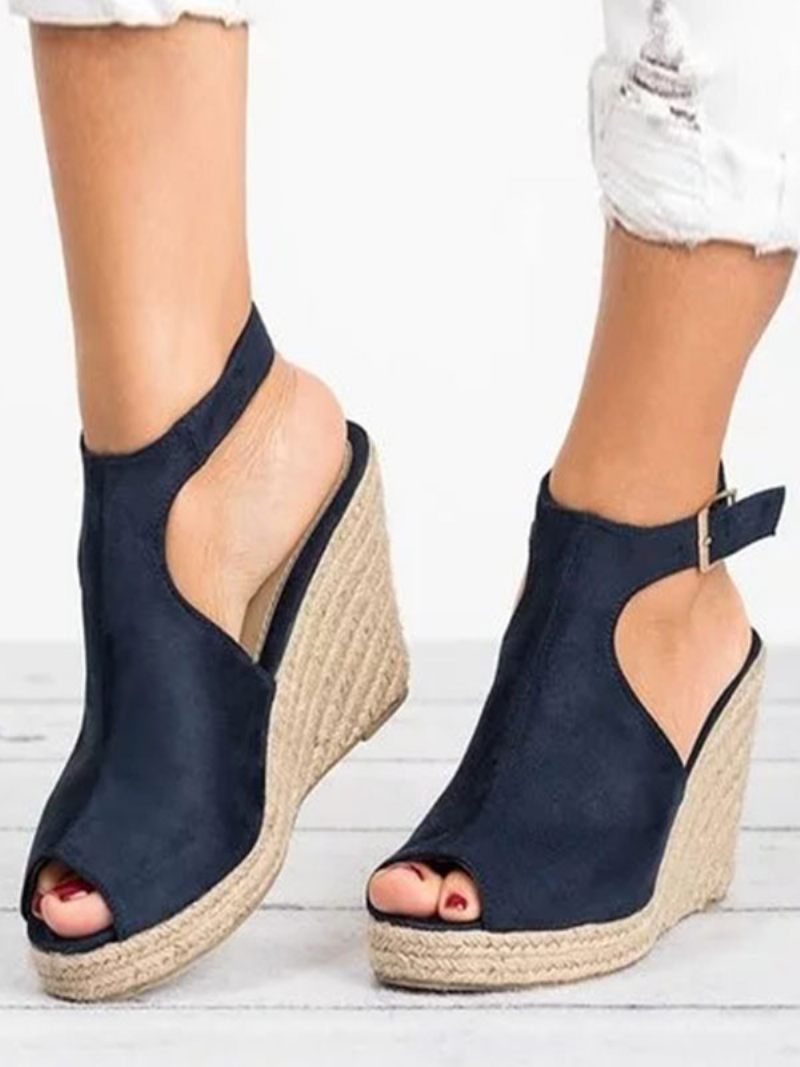 Naisten Avoimet Terry Wedgeespadrilles -sandaalit - Deep Blue