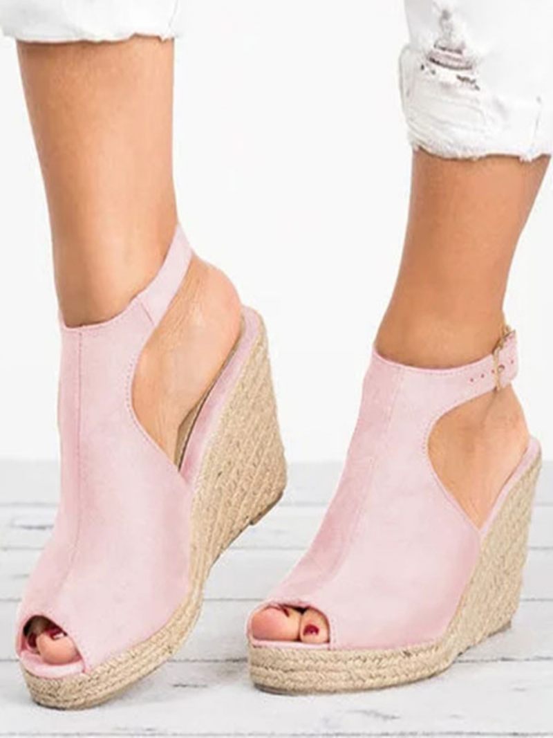 Naisten Avoimet Terry Wedgeespadrilles -sandaalit - Pink