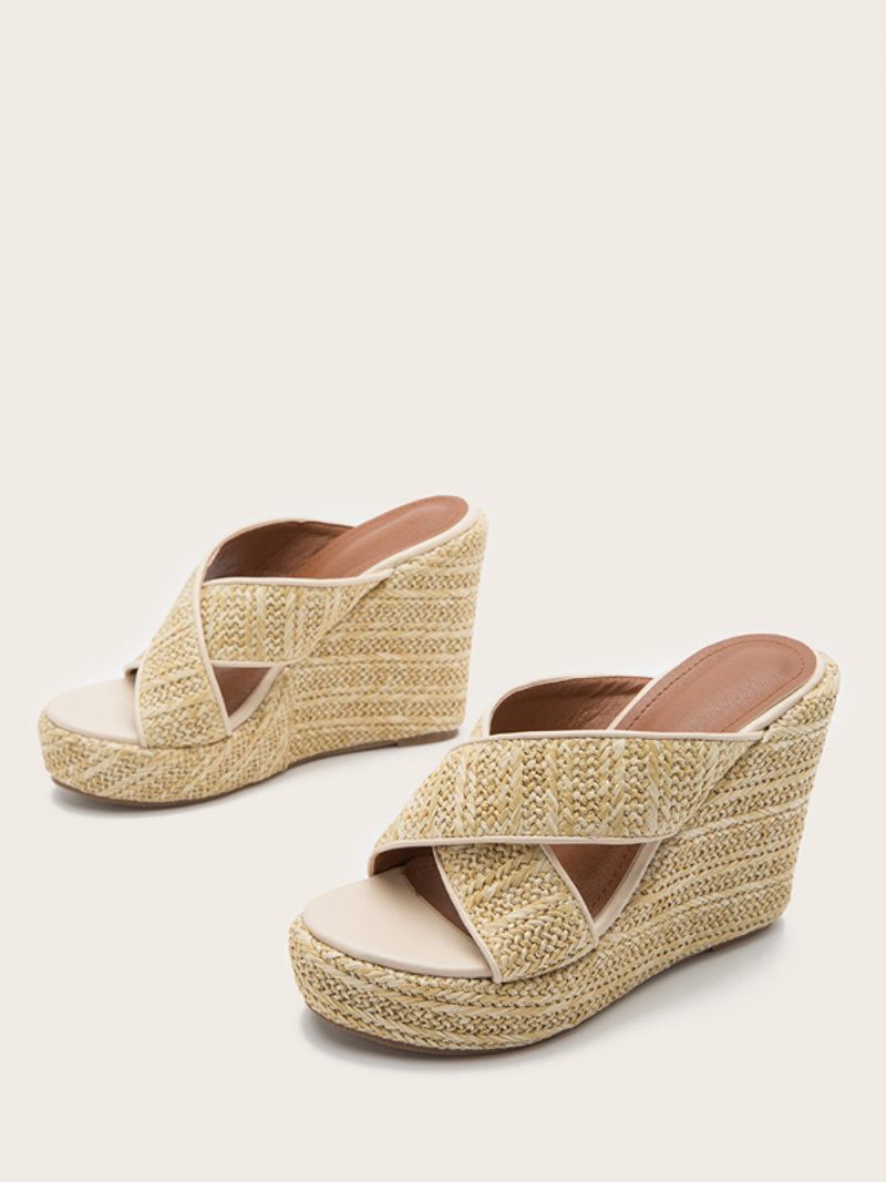 Naisten Cane Wedge Sandaalit Platform Open Toe Criss Cross Sandaaliliukua