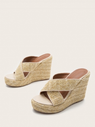 Naisten Cane Wedge Sandaalit Platform Open Toe Criss Cross Sandaaliliukua