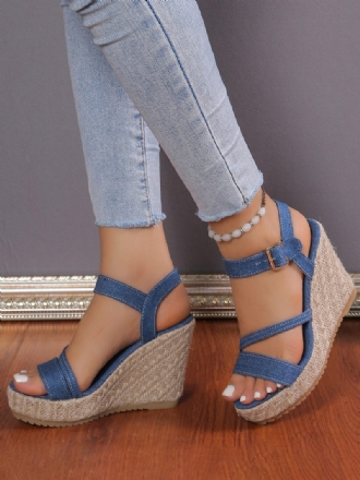 Naisten Denim Wedge Sandaalit Platform Soljen Tiedot