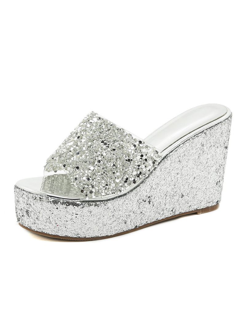 Naisten Glitter Platform Wedge -muulit