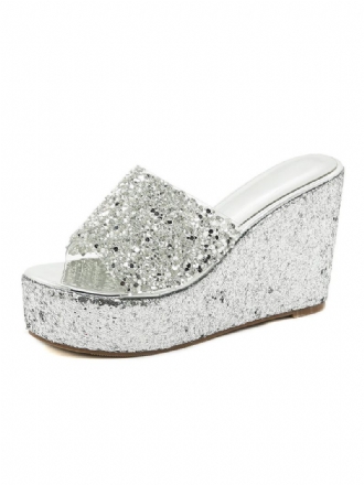 Naisten Glitter Platform Wedge -muulit