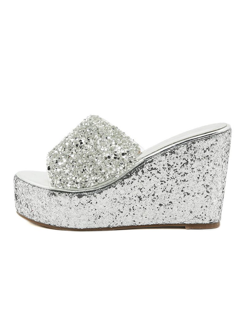 Naisten Glitter Platform Wedge -muulit - Hopea