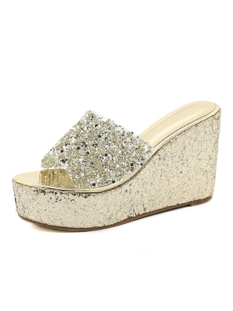 Naisten Glitter Platform Wedge -muulit - Hopea