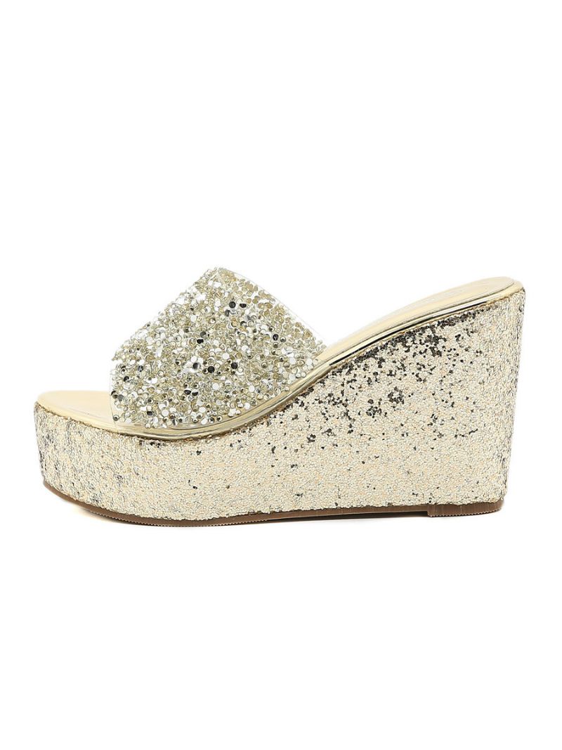 Naisten Glitter Platform Wedge -muulit - Hopea