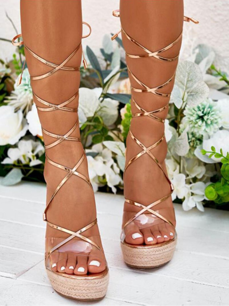 Naisten Strappy Platform Wedge Sandaalit - Kulta