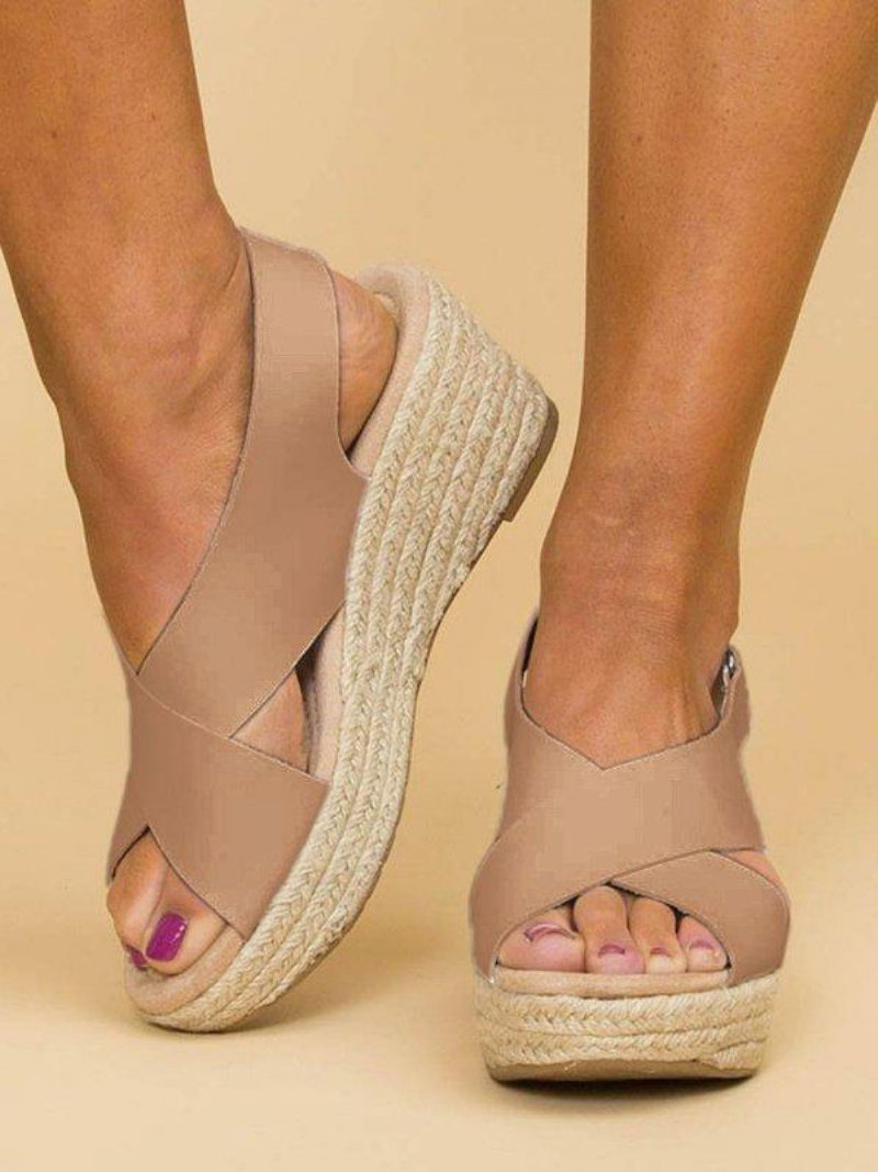 Naisten Wedgeespadrilles-sandaalit Street Wear Pu-nahkasandaalit - Beige