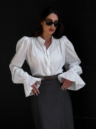 Convertible Shirt Ruffles Sleeves Naisten Toppi